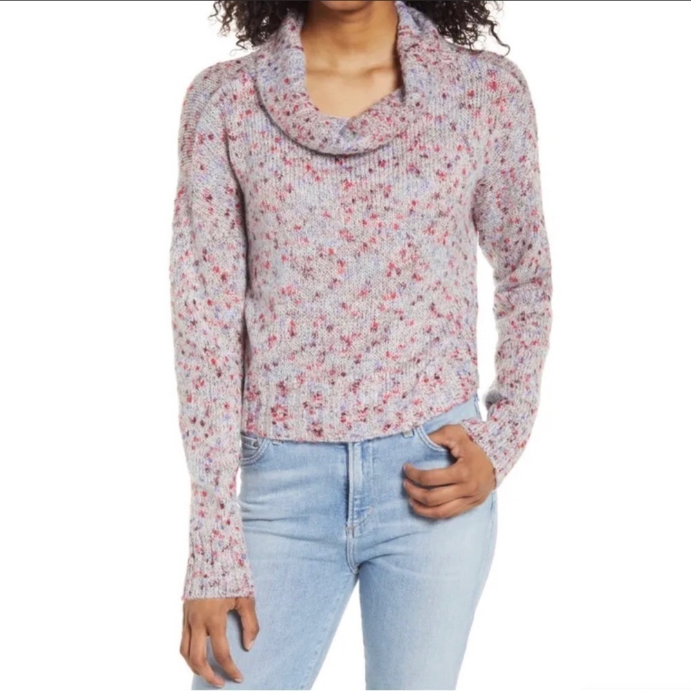 New BP. Slouchy Cowl Neck Lightweight Relaxed Sweater in Confetti